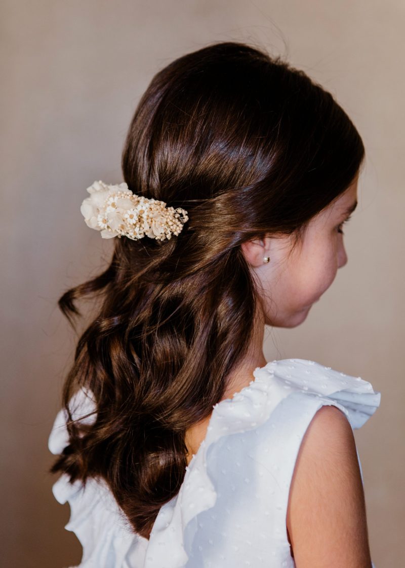 Semi corona flores preservadas niña - Camomile Bouquet