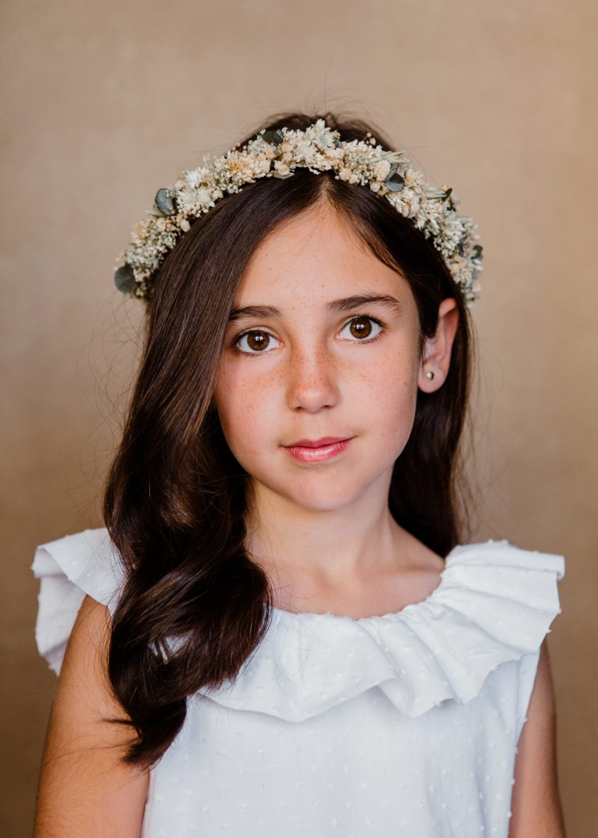 Corona flores preservadas niña - Silvestre - Camomile Bouquet (3)-min