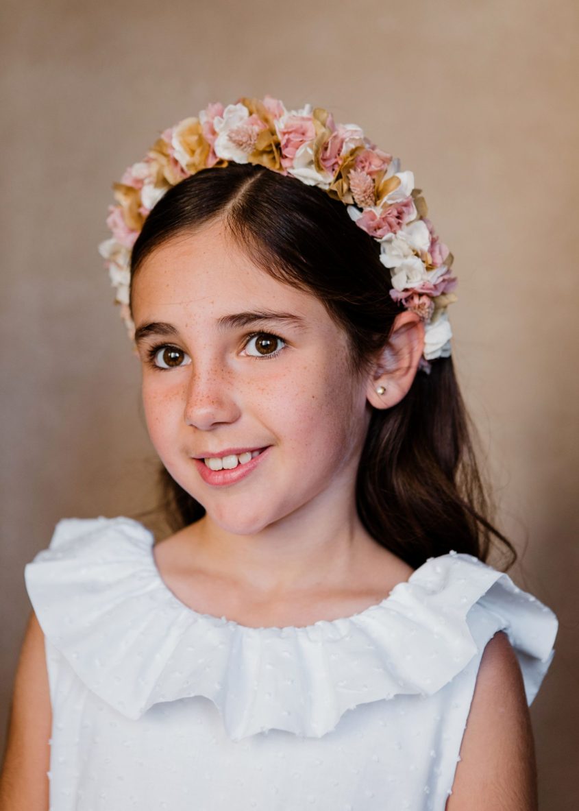 Diadema flores preservadas niña - Hortensias - Camomile Bouquet (3)-min