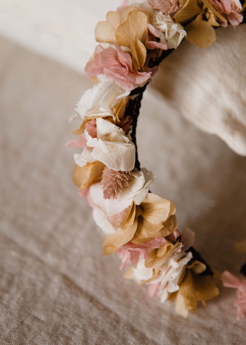 Diadema flores preservadas niña - Hortensias - Camomile Bouquet (6)-min