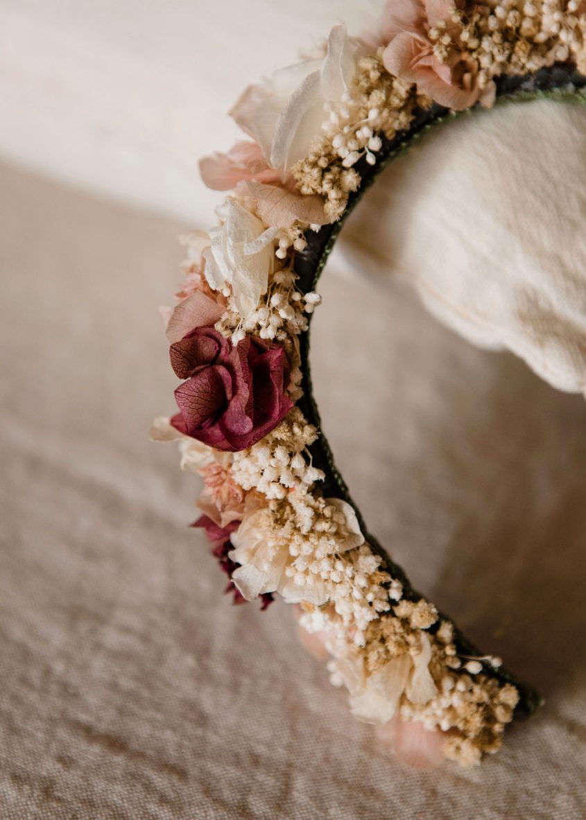 Diadema flores preservadas niña - Romántica - Camomile Bouquet (11)-min