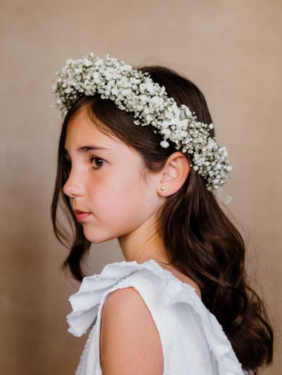 Diadema y corona de paniculata fresca niña - Camomile Bouquet (1)-min