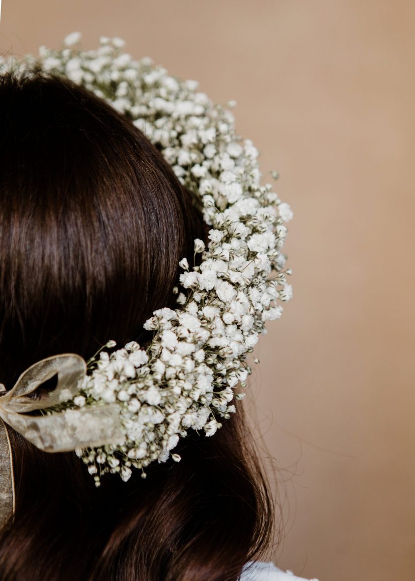 Diadema y corona de paniculata fresca niña - Camomile Bouquet (2)-min