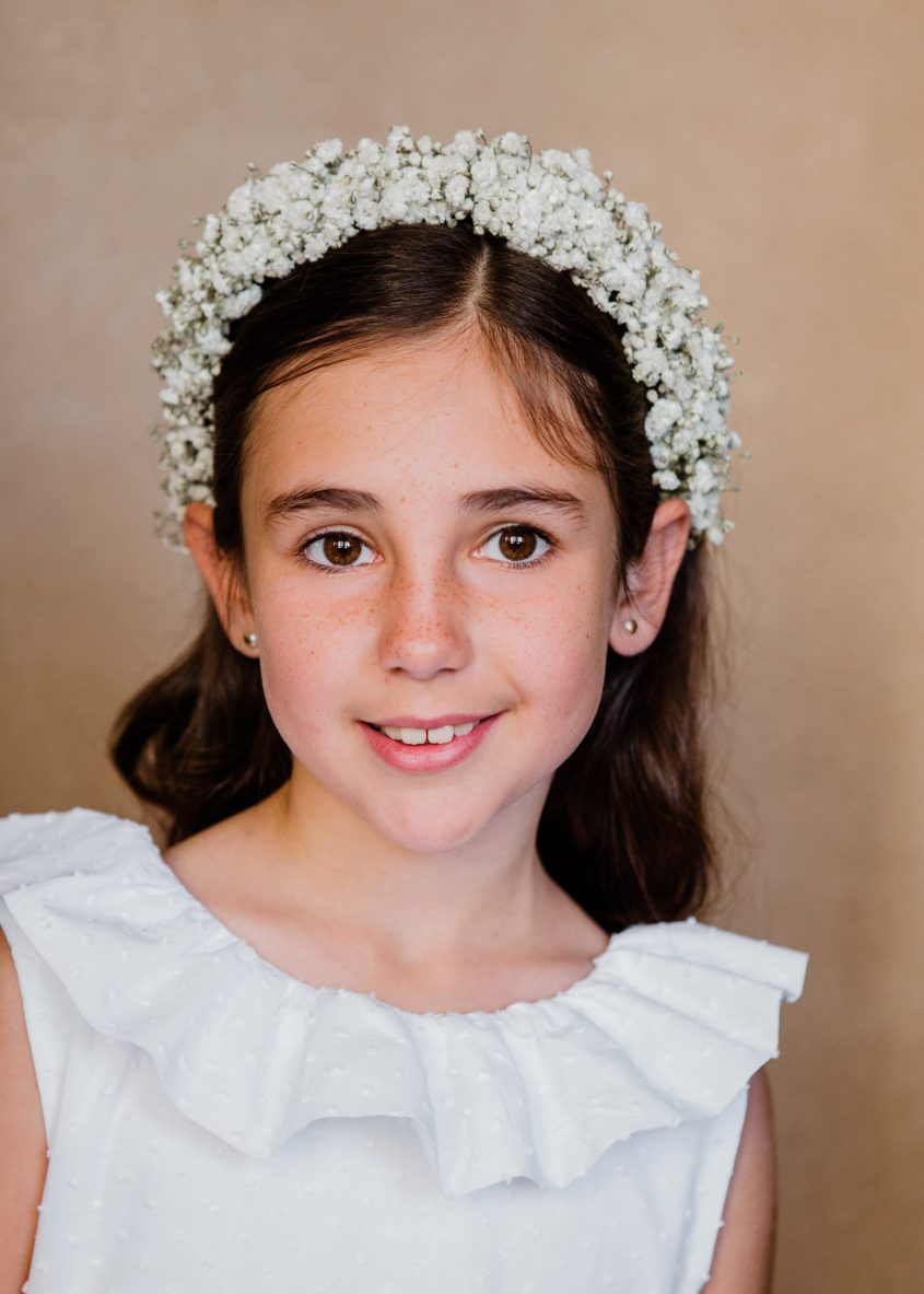 Diadema y corona de paniculata fresca niña - Camomile Bouquet (5)-min