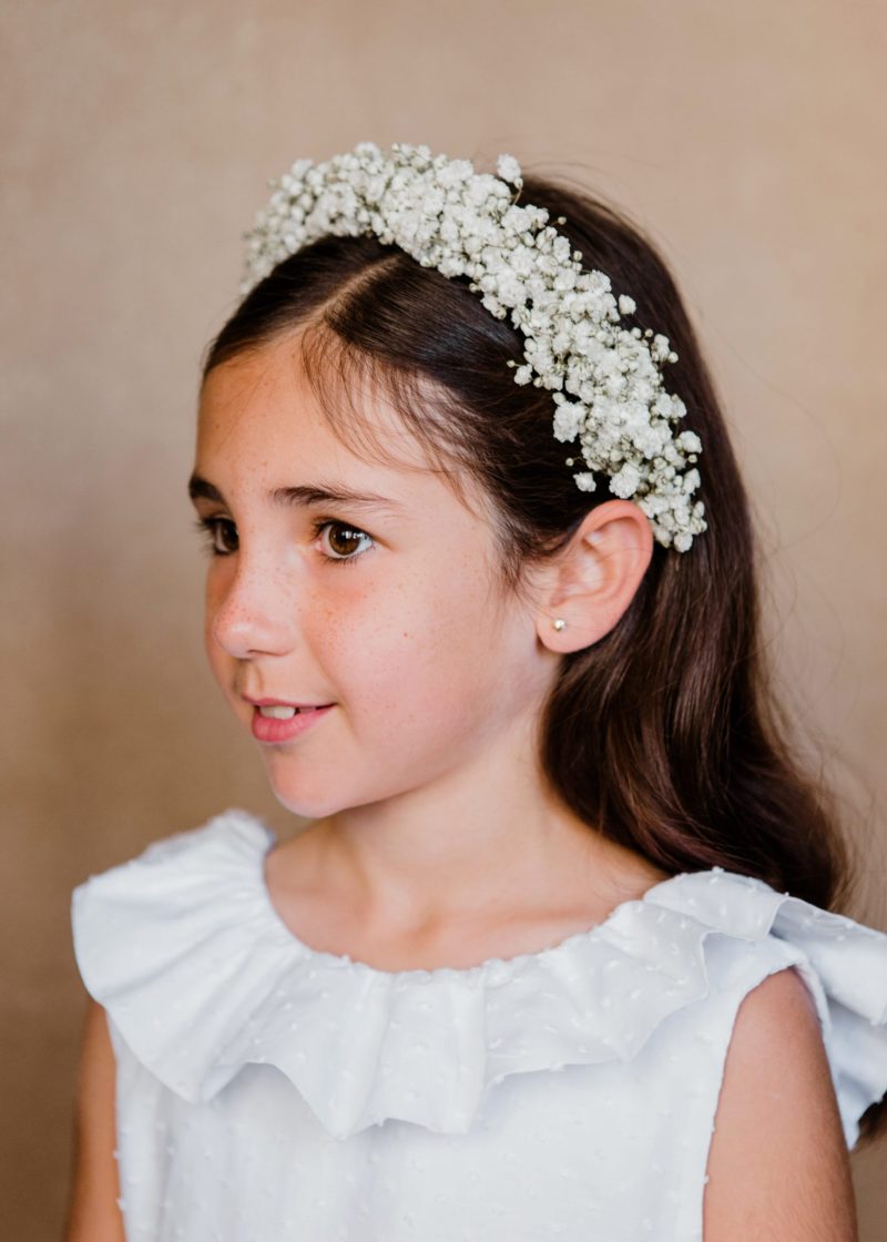 Diadema y corona de paniculata fresca niña - Camomile Bouquet (6)-min