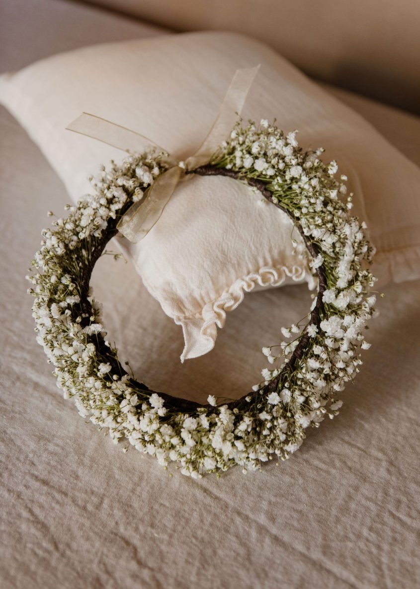 Diadema y corona de paniculata fresca niña - Camomile Bouquet (7)-min