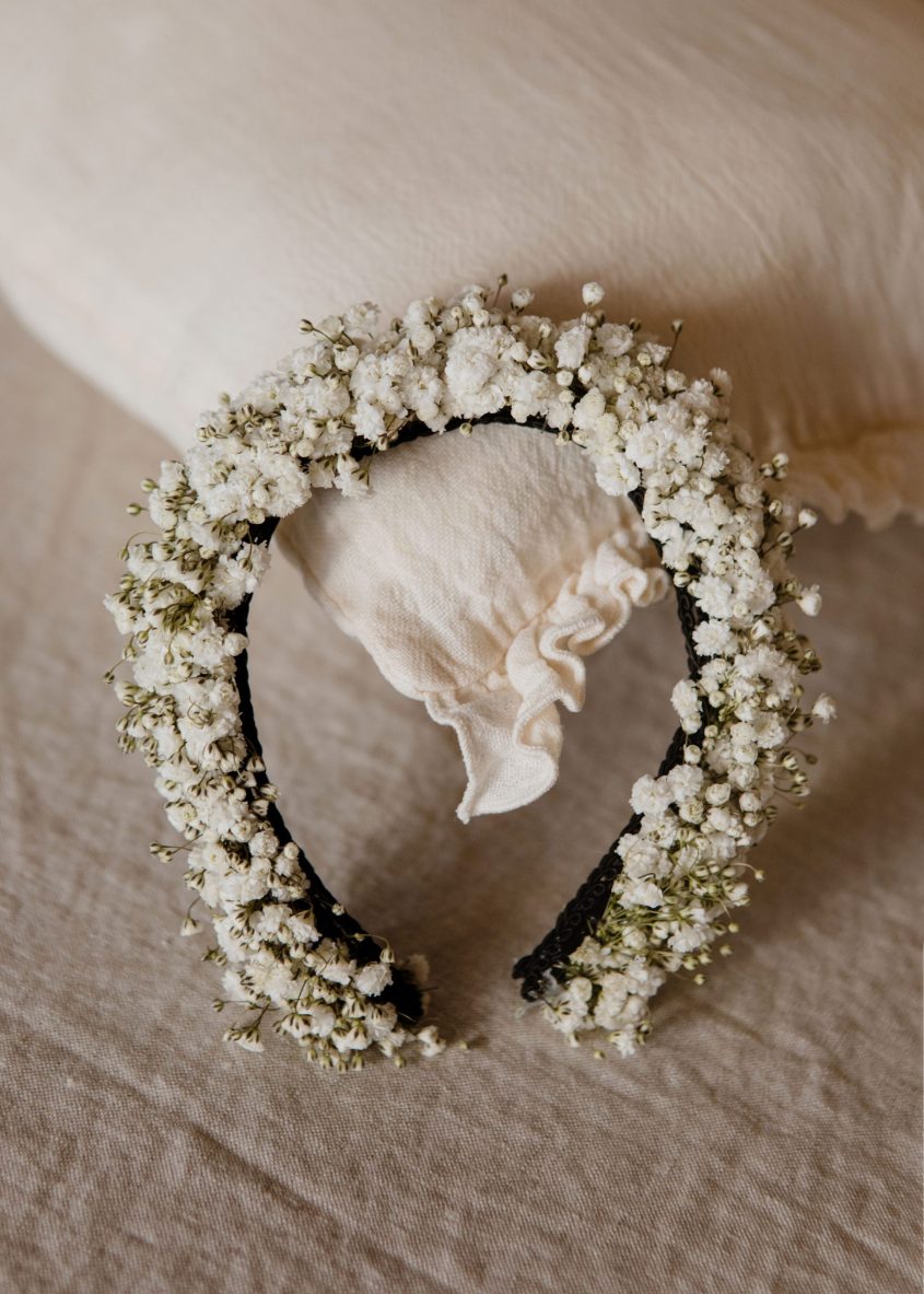 Diadema y corona de paniculata fresca niña - Camomile Bouquet (8)-min